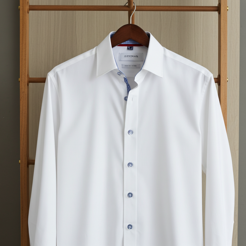 Cotton Knit-Stretch Button-Up Shirt With • White with blue accents