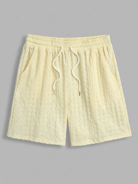 Geometric Textured Drawstring Shorts