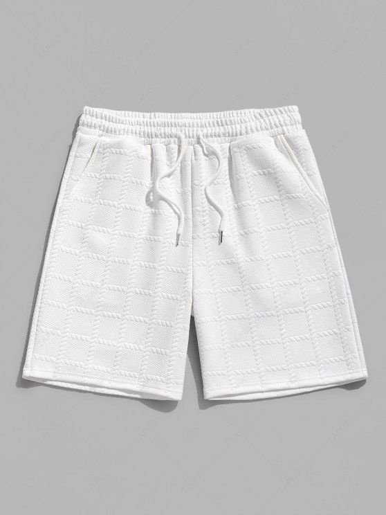 Square Grid Textured Shorts