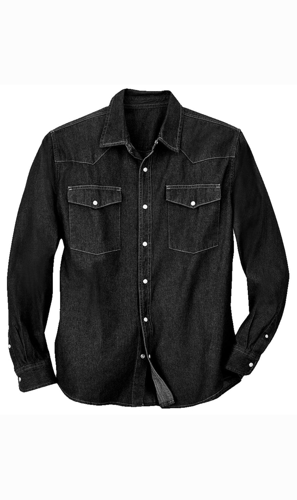 Denim Button Up Shirt with a Stitched Yoke and Chest Pockets