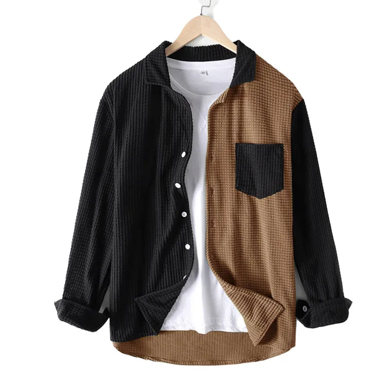 2 Tone Plaid Button Up Long Sleeve