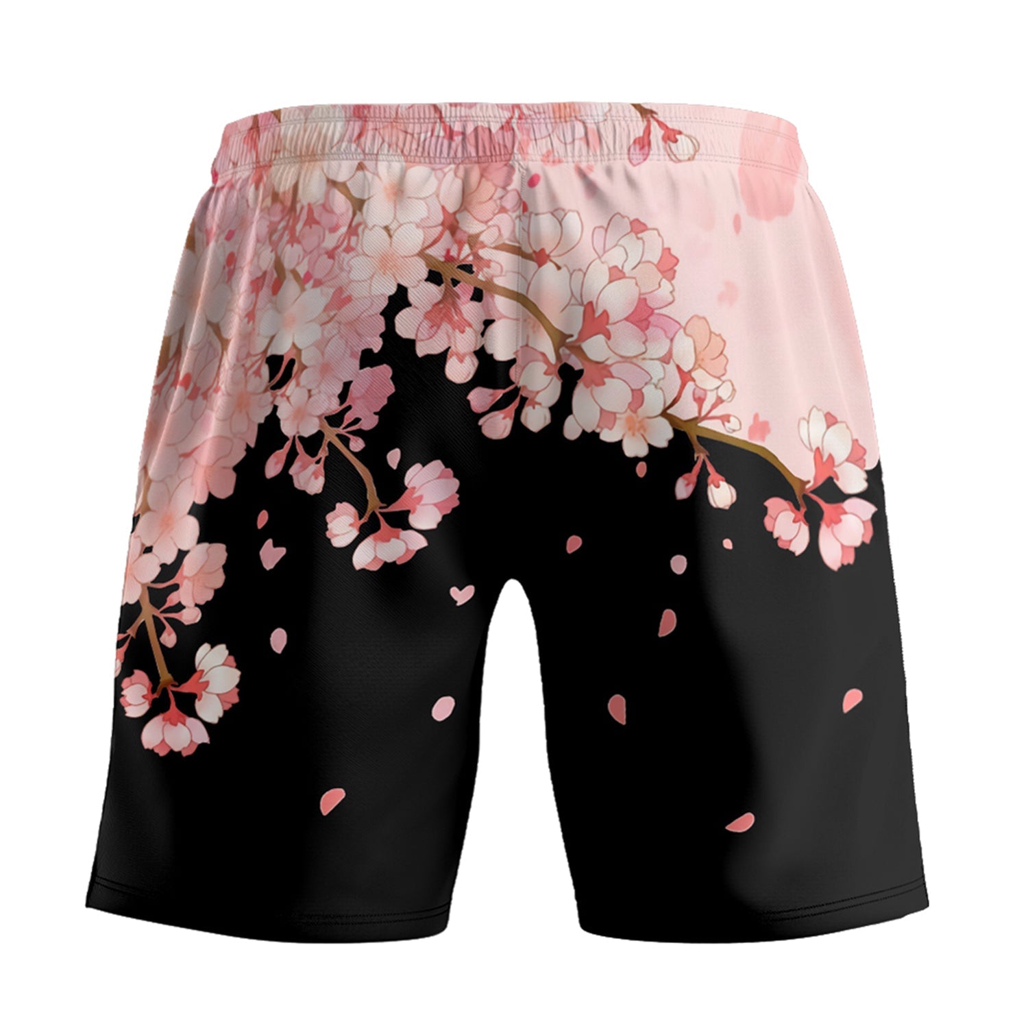 Black and Pink Rose Petal Shorts