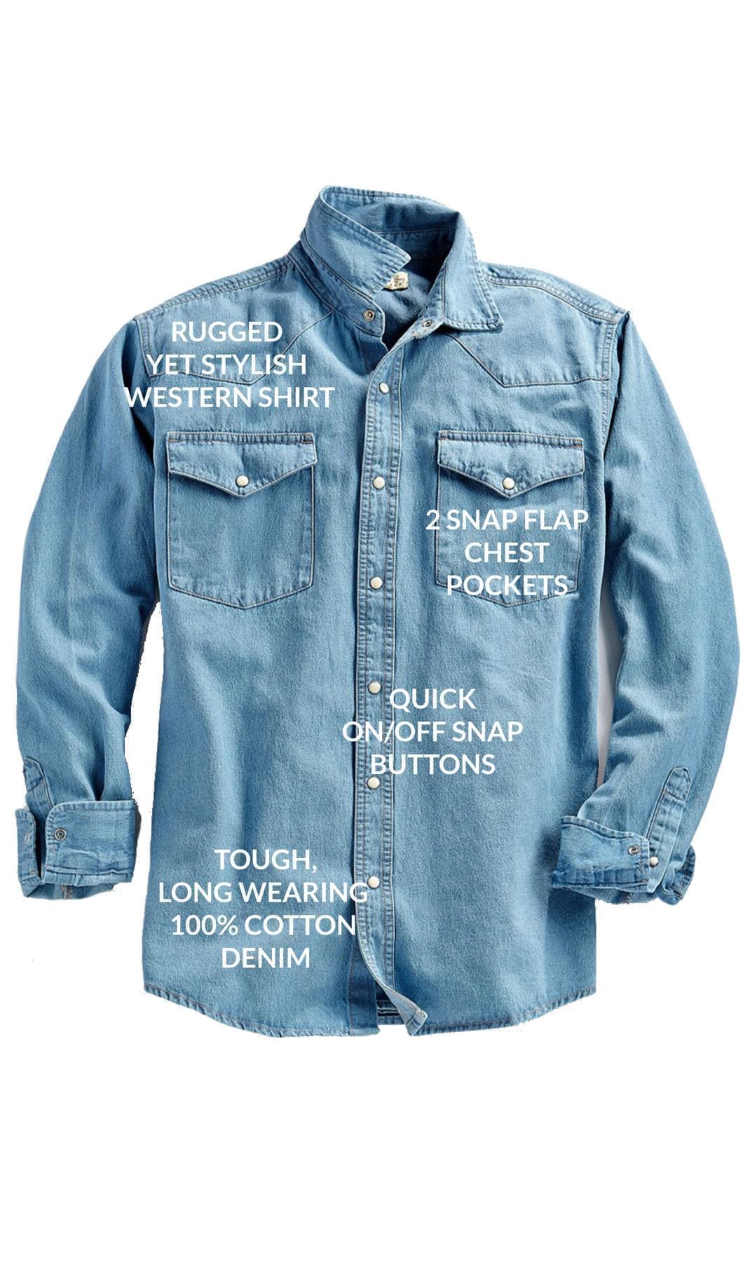 Denim Button Up Shirt with a Stitched Yoke and Chest Pockets