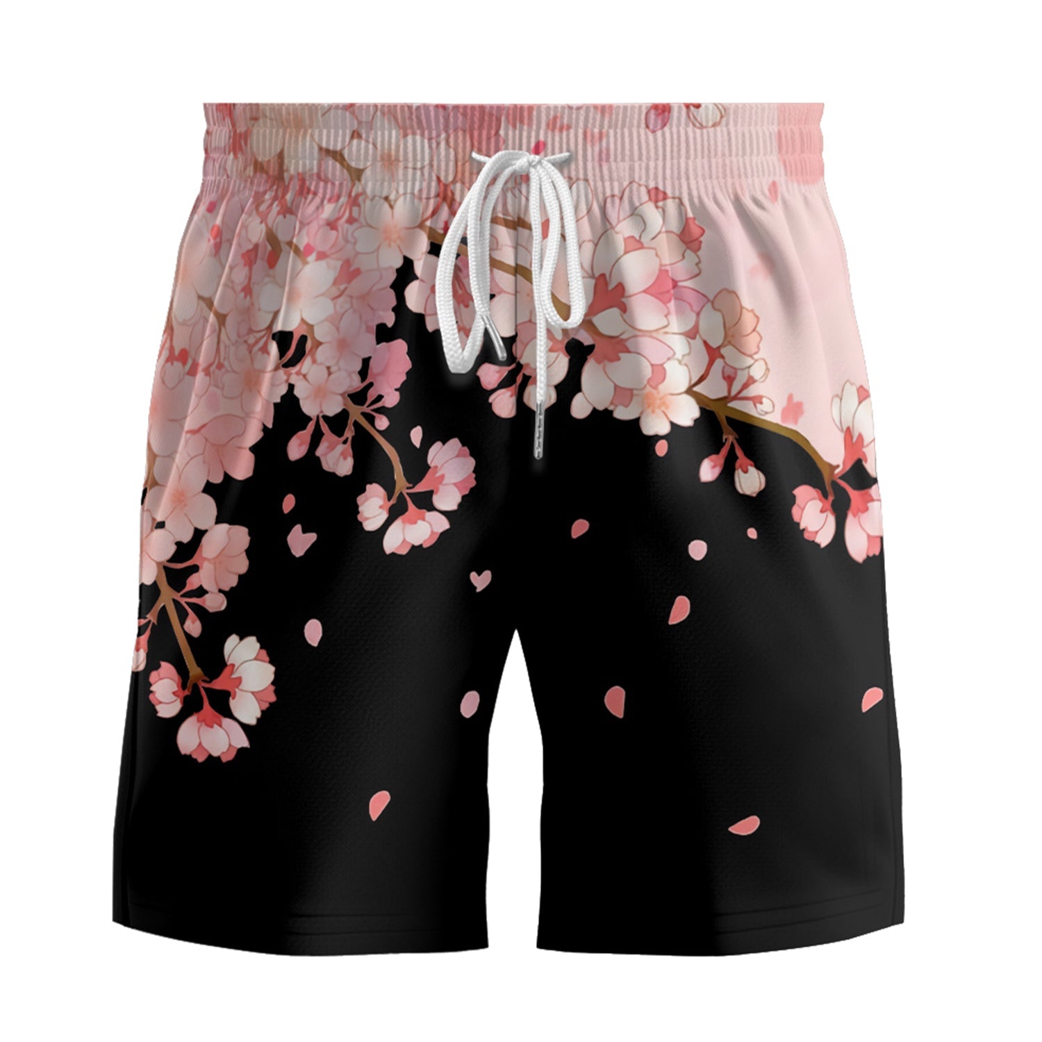 Black and Pink Rose Petal Shorts