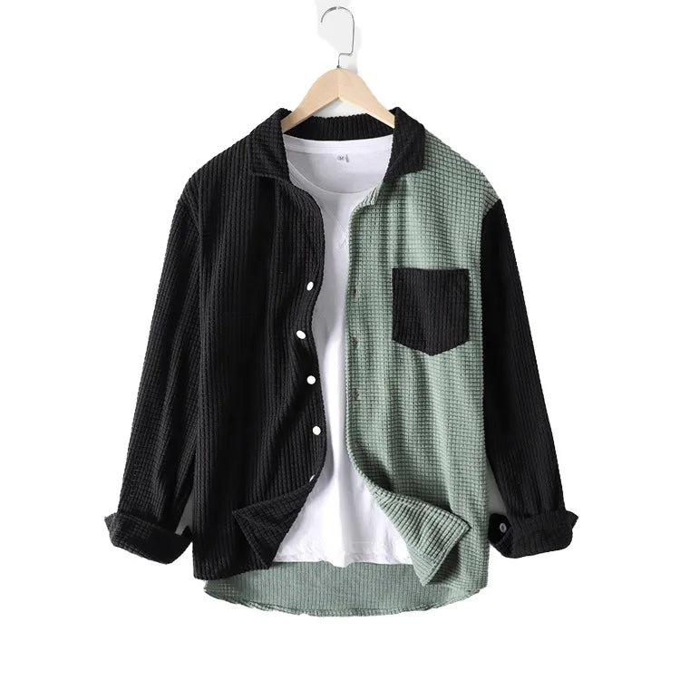 2 Tone Plaid Button Up Long Sleeve