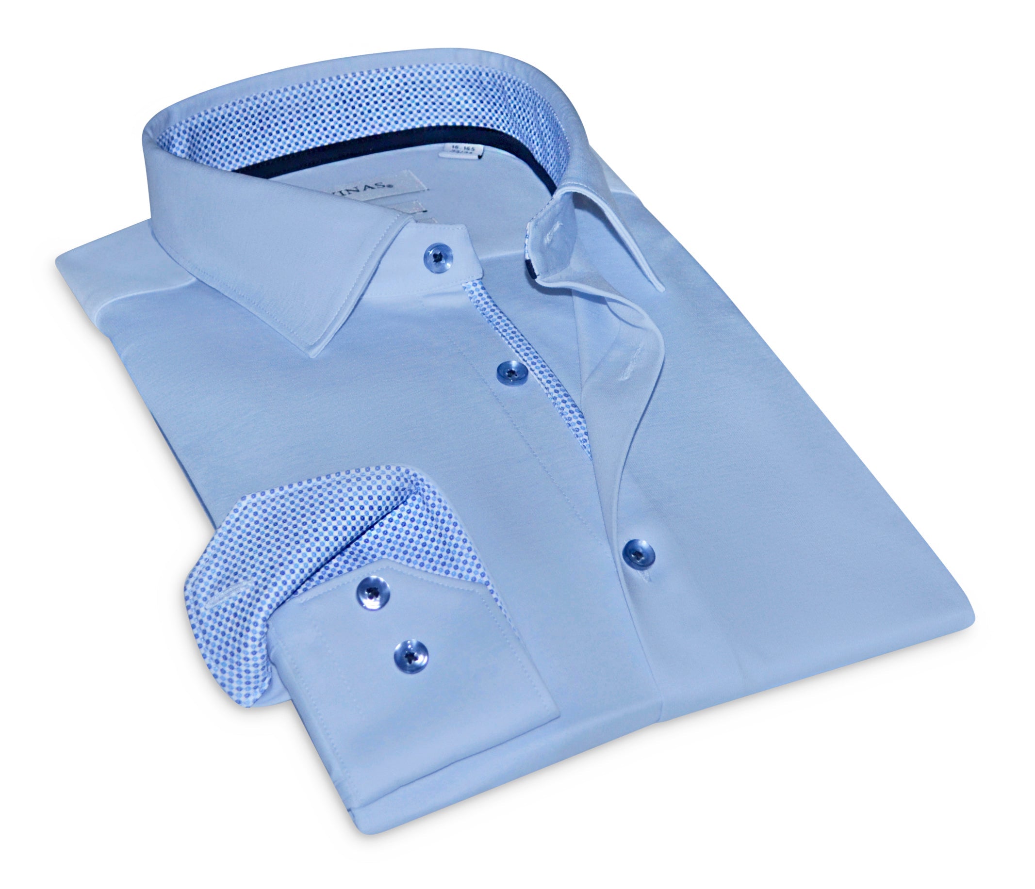 Cotton Knit-Stretch Button-Up Shirt • Baby Blue