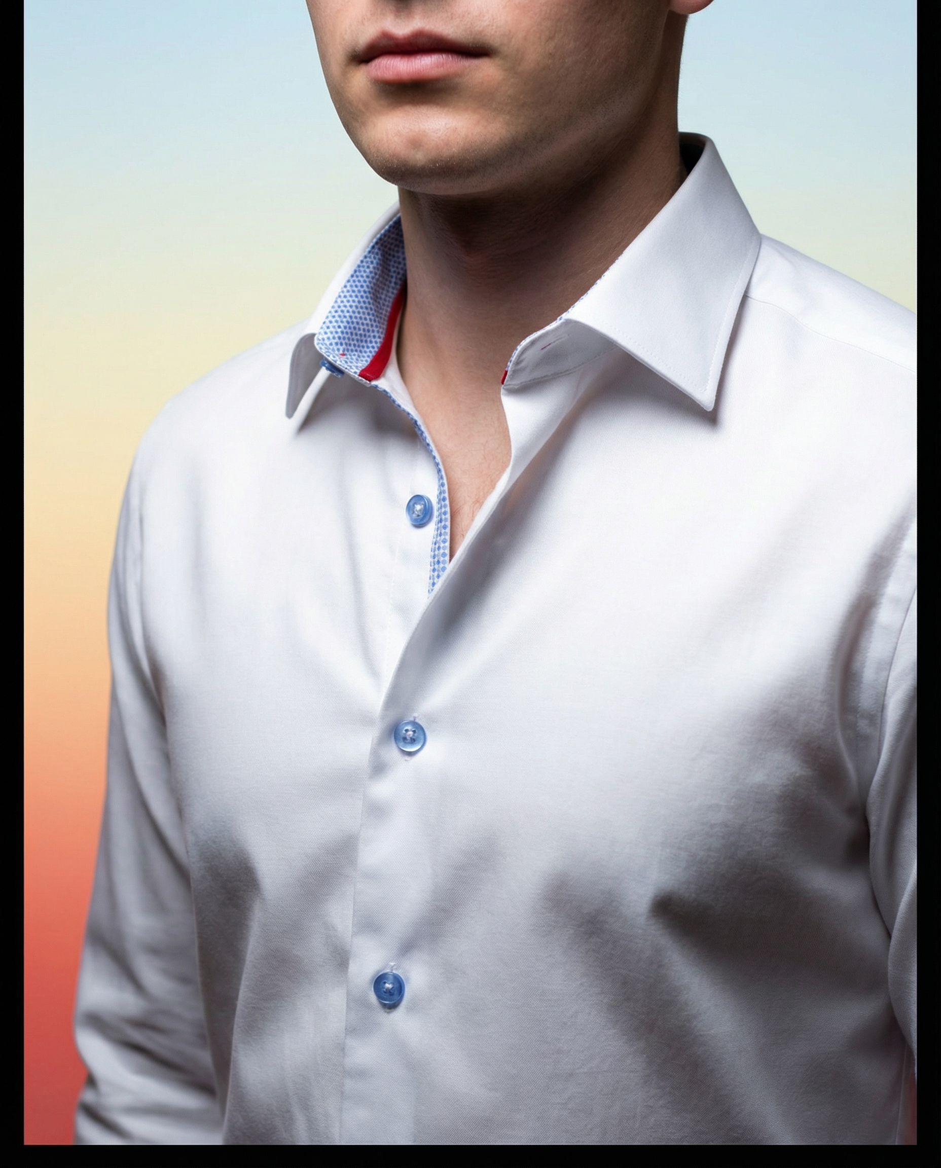 Cotton Knit-Stretch Button-Up Shirt • White